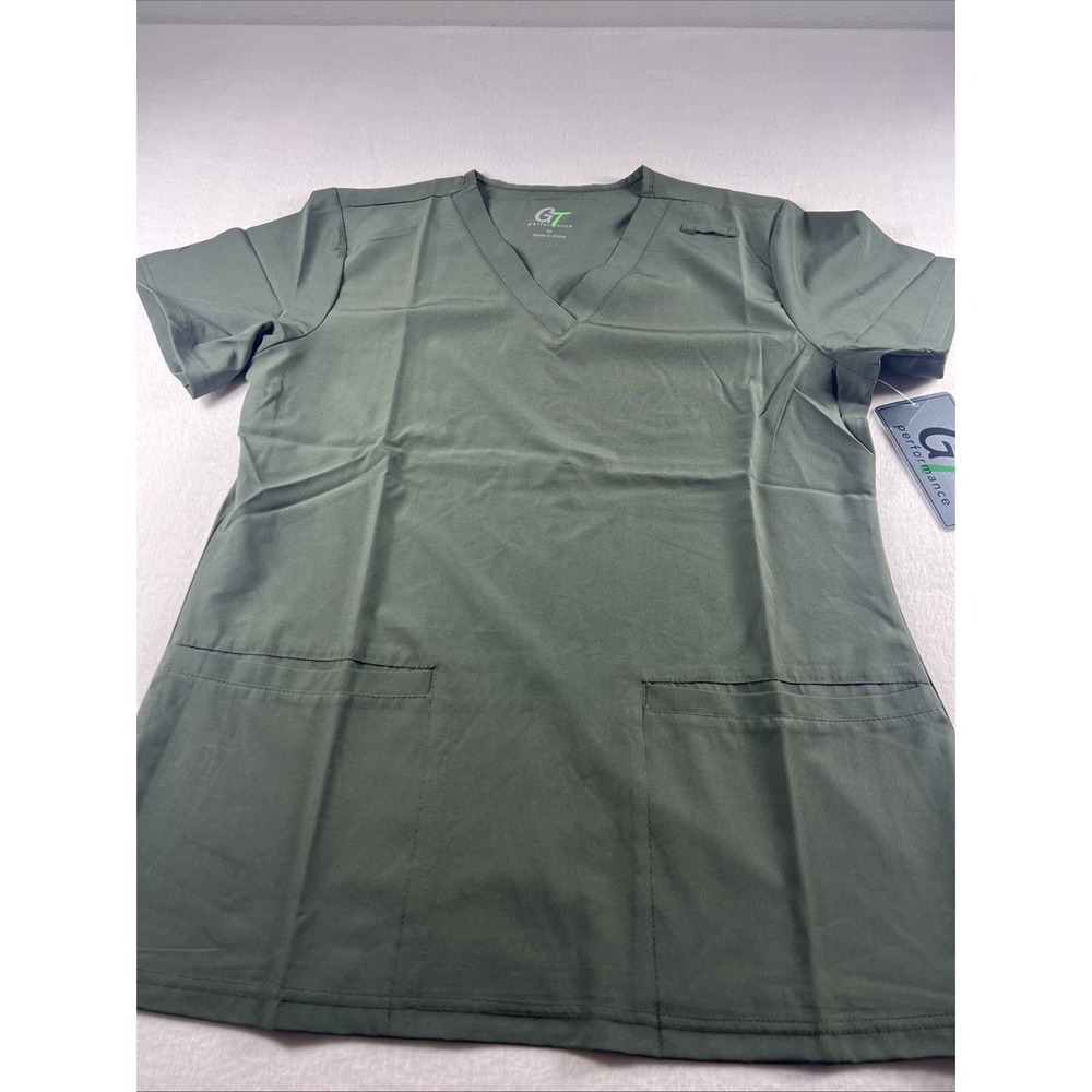 GT Performance Scrub Top True Olive V-Neck Stretch NWT Medical Medium